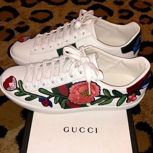 Gucci Floral Embroidered Ace Sneakers